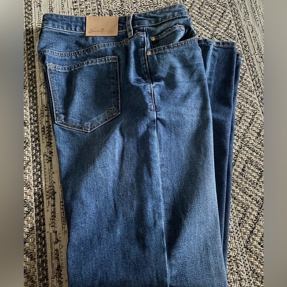 Seven 7 Jeans Womens SZ6 Blue High Rise Loose Straight Leg Dark Wash (603)